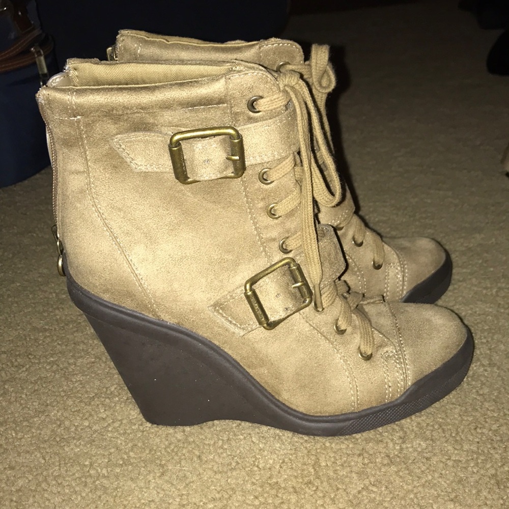 Brand new buckled lace up wedges
